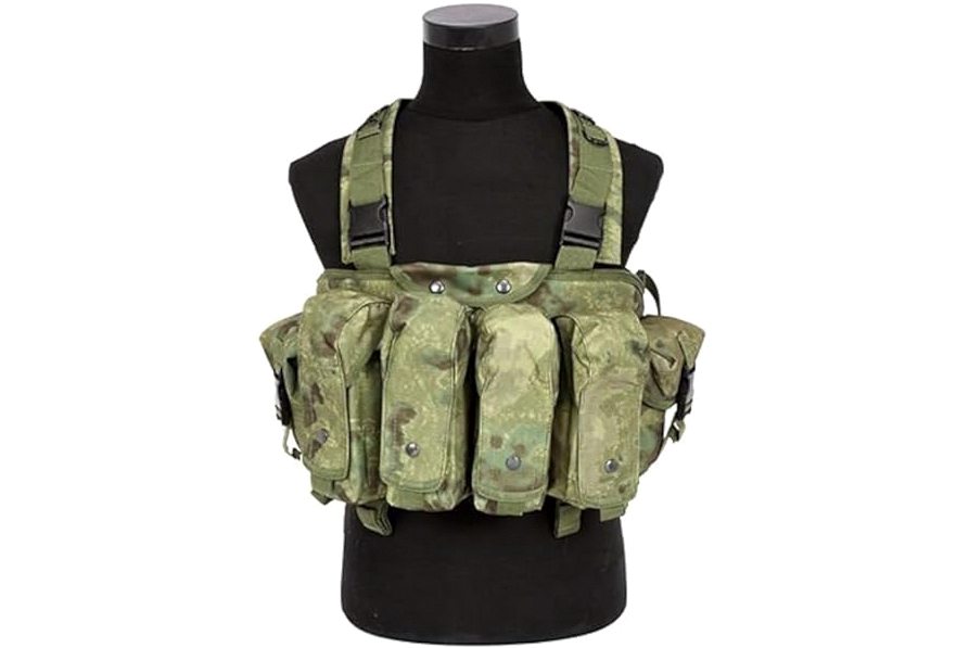 Redemption Tactical Airsoft Vest for Adults and Kids w/US Flag Patch and Pouches (brown, small-large) product image