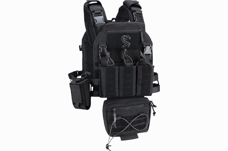 MGFLASHFORCE Tactical Airsoft Vest for Men, Molle Modular Design, 1000D Nylon, Drop Pouch Radio Pouch Included product image