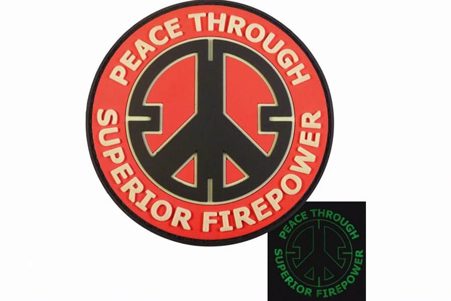 Peace Through Superior Firepower Glow Dark GITD Crosshair Morale Tactical PVC Rubber 3D Hook Patch product image